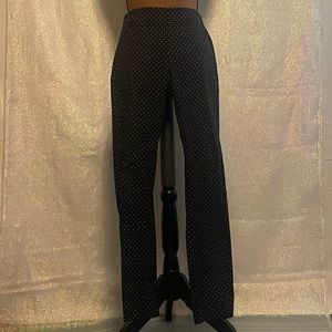Stretchy Black and White Polka Dotted Fitted Trousers